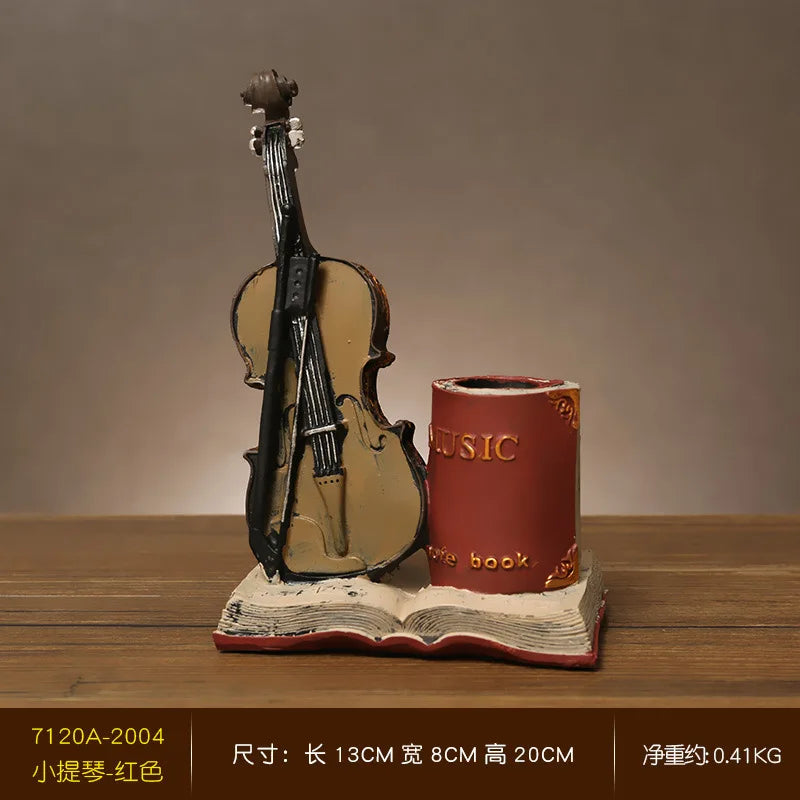 Decoração Retro de Resina Instrumentos Violino - Meu Luxo