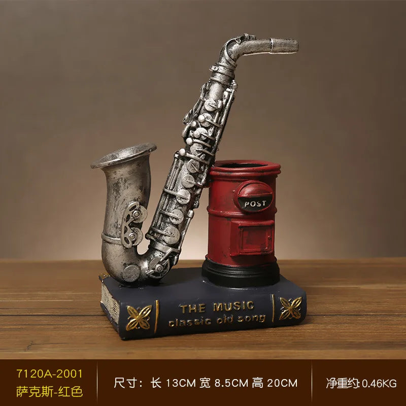 Decoração Retro de Resina Instrumentos Saxofone - Meu Luxo