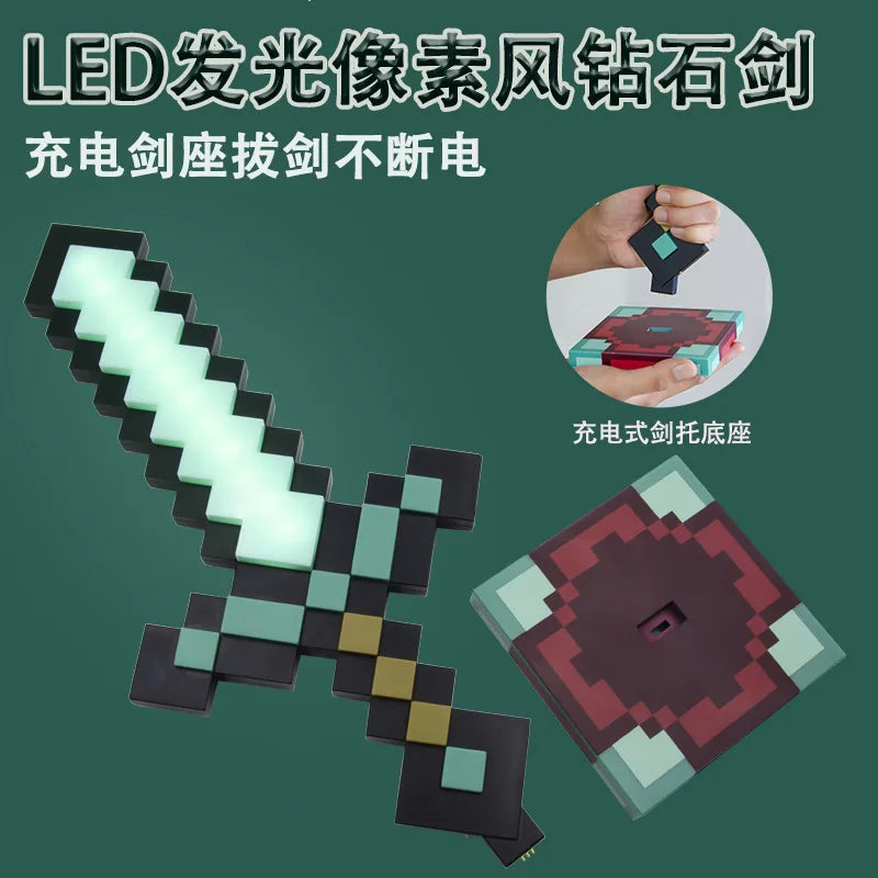 2025 Minecraft Espada de Diamante Colorida LED Luz Noturna Meu Mundo Destacável Bedlight Respiração Luz Produto Popular Brinquedo Luminoso