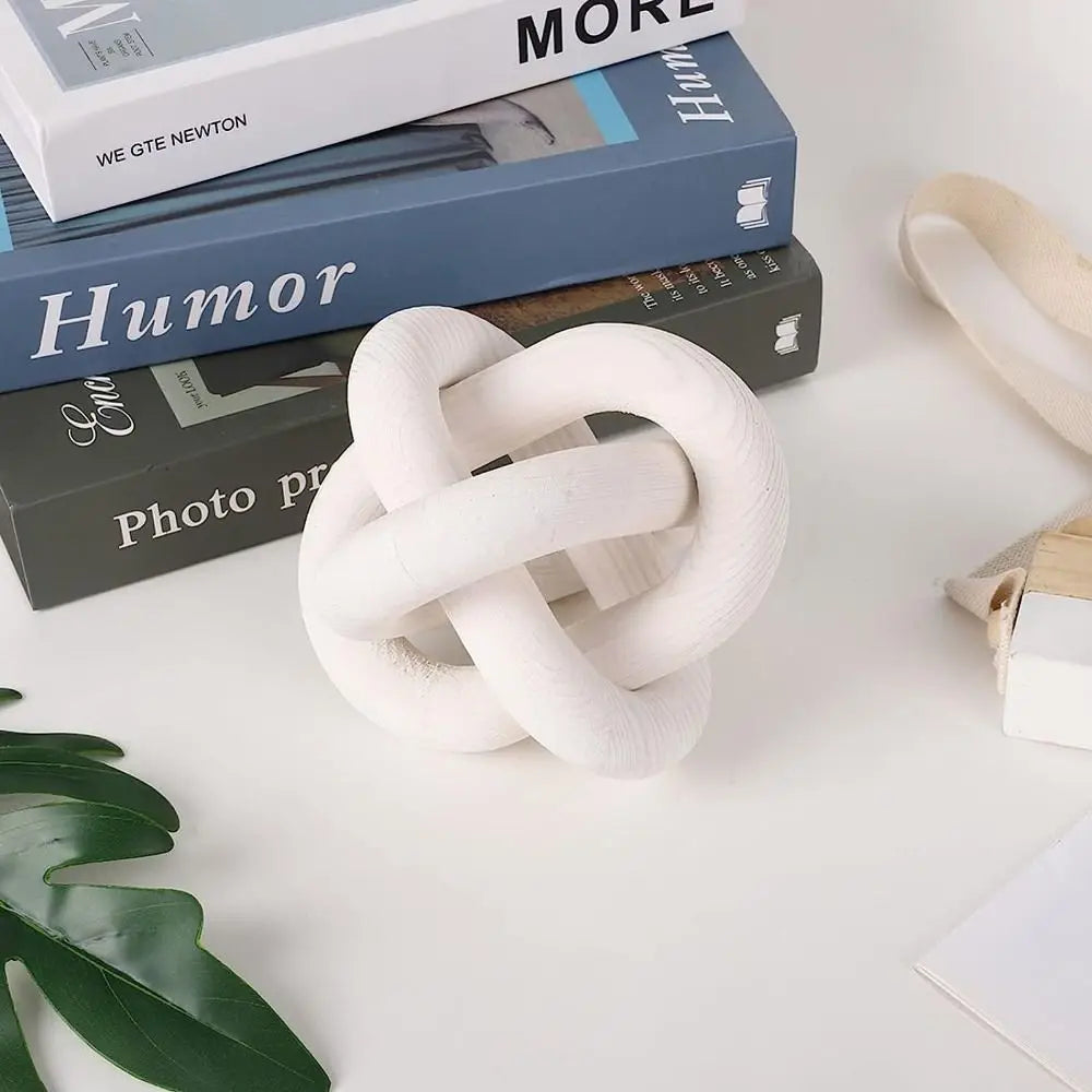 Mesa de café esculpida à mão, decoração rústica moderna Farmhouse Boho, decoração simples Chain Link, decoração de prateleira de pinho, simples 3-Link