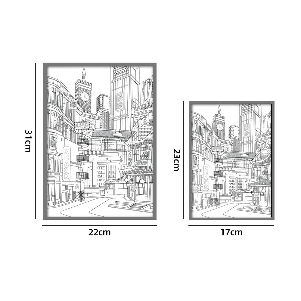 Quadro Cidade Noturna Luz de Led - meu Luxo