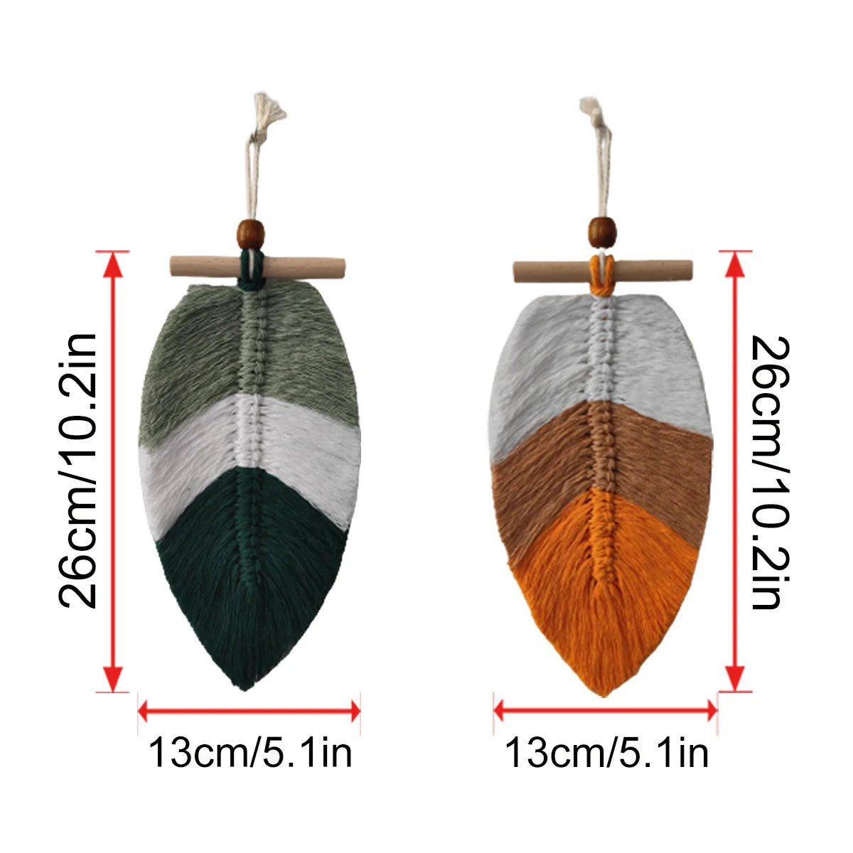 2 pçs estilo boêmio folhas tecidas tapeçaria de suspensão de parede decoração para casa fio de algodão artesanato decorativo enforcamentos