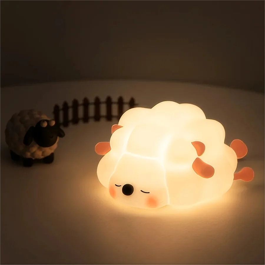 Luz Noturna de Silicone Recarga USB - Animais Encantadores Ovelha Rosa / Meu Luxo