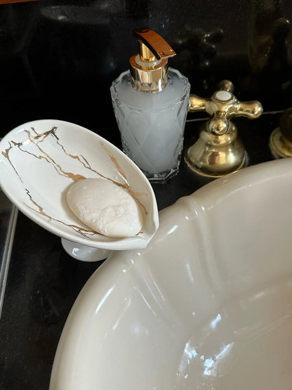 Saboneteira de Cerâmica Branca - Meu Luxo