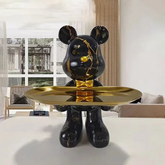 Estatueta Decorativa de Urso Graffiti com Bandeja Luxuosa / Meu Luxo