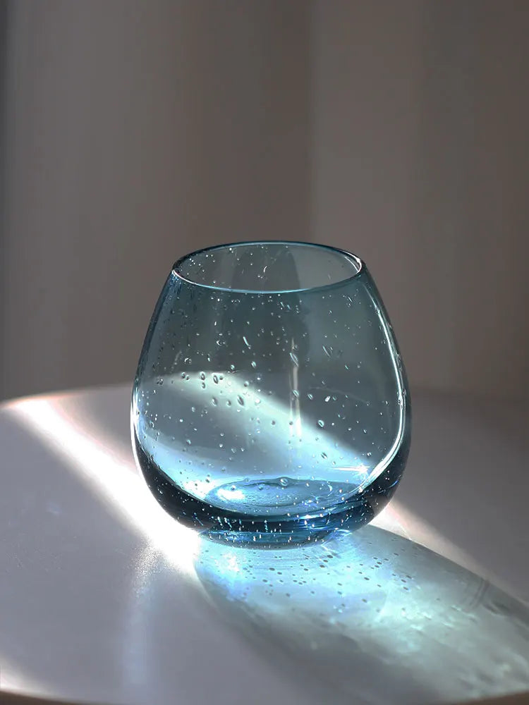 Copo de Cristal Florence Azul - Elegância Artesanal