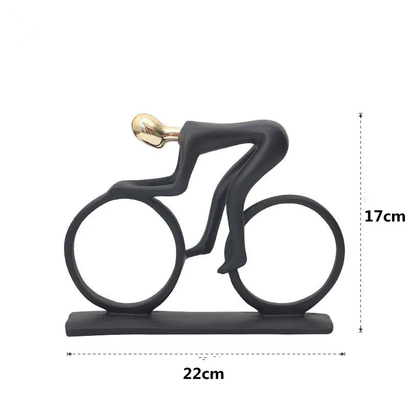 Estátua de Ciclista Abstrata Dourado  - Meu luxo