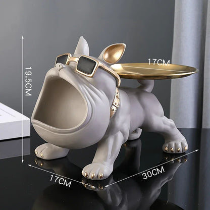 Estatueta Bulldog Luxuosa Cinza / Meu Luxo