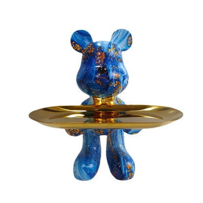 Estatueta Decorativa de Urso Graffiti com Bandeja Luxuosa / Meu Luxo