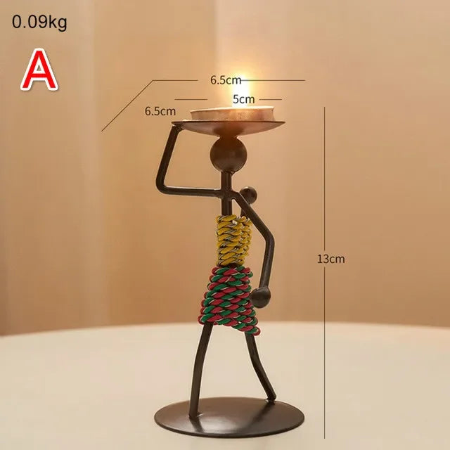 Handmade ferro castiçal, castiçal de metal vintage, artesanato criativo, suporte forjado em miniatura, decoração da sala de estar / Castiçal de Ferro Artesanal - Elegância Vintage / Meu Luxo