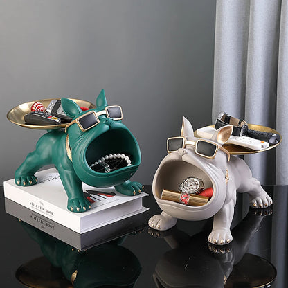 Estatueta Bulldog Luxuosa Verde / Meu Luxo