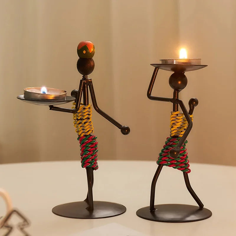 Handmade ferro castiçal, castiçal de metal vintage, artesanato criativo, suporte forjado em miniatura, decoração da sala de estar Castiçal de Ferro Artesanal - Elegância Vintage / Meu Luxo
