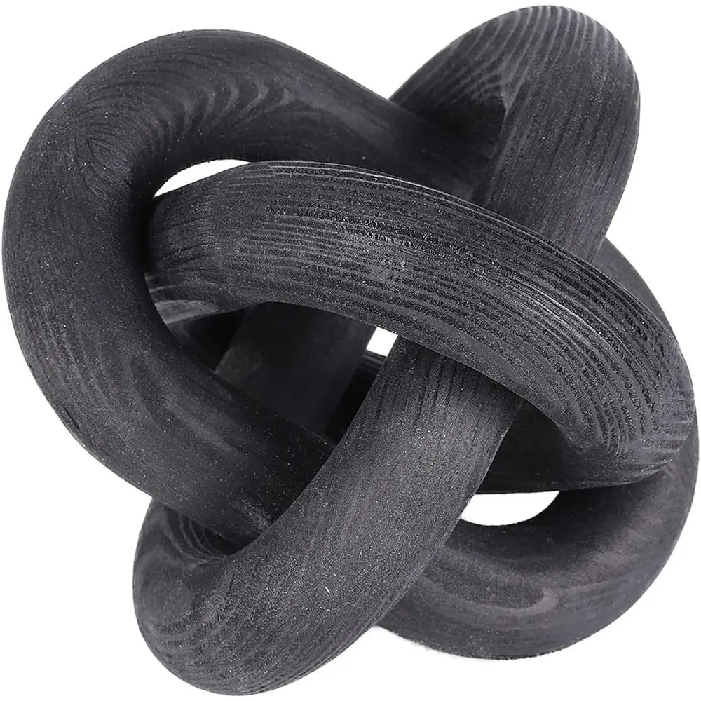 Mesa de café esculpida à mão, decoração rústica moderna Farmhouse Boho, decoração simples Chain Link, decoração de prateleira de pinho, simples 3-Link