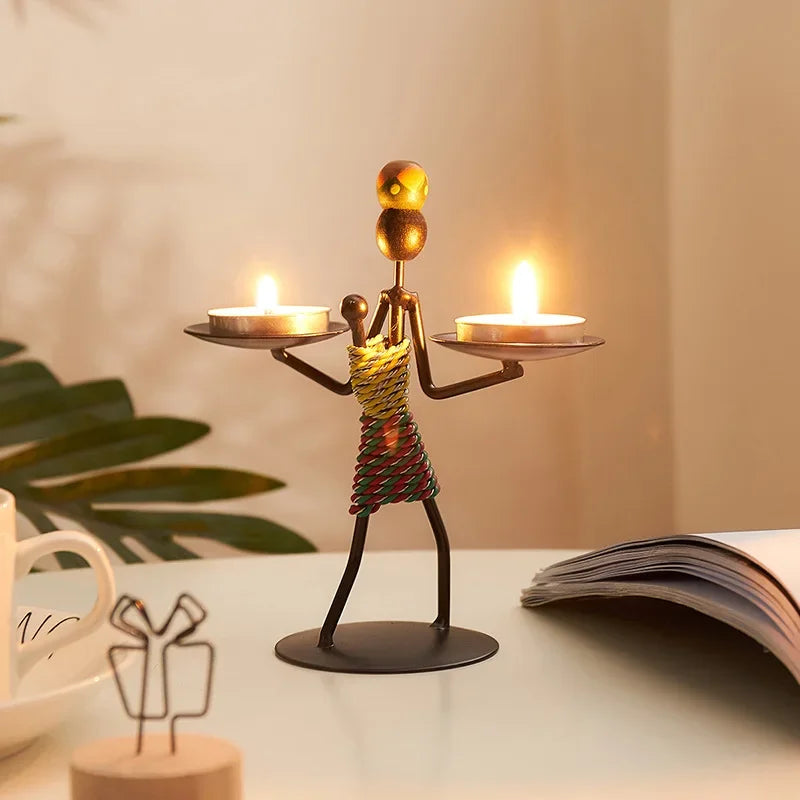 Handmade ferro castiçal, castiçal de metal vintage, artesanato criativo, suporte forjado em miniatura, decoração da sala de estar / Castiçal de Ferro Artesanal - Elegância Vintage / Meu Luxo