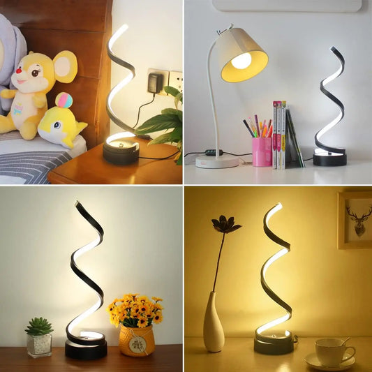 Abajur de Led Espiral Preto - Meu Luxo