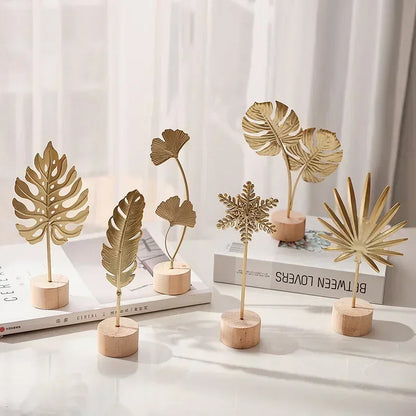 Escultura Metalizada Folhas