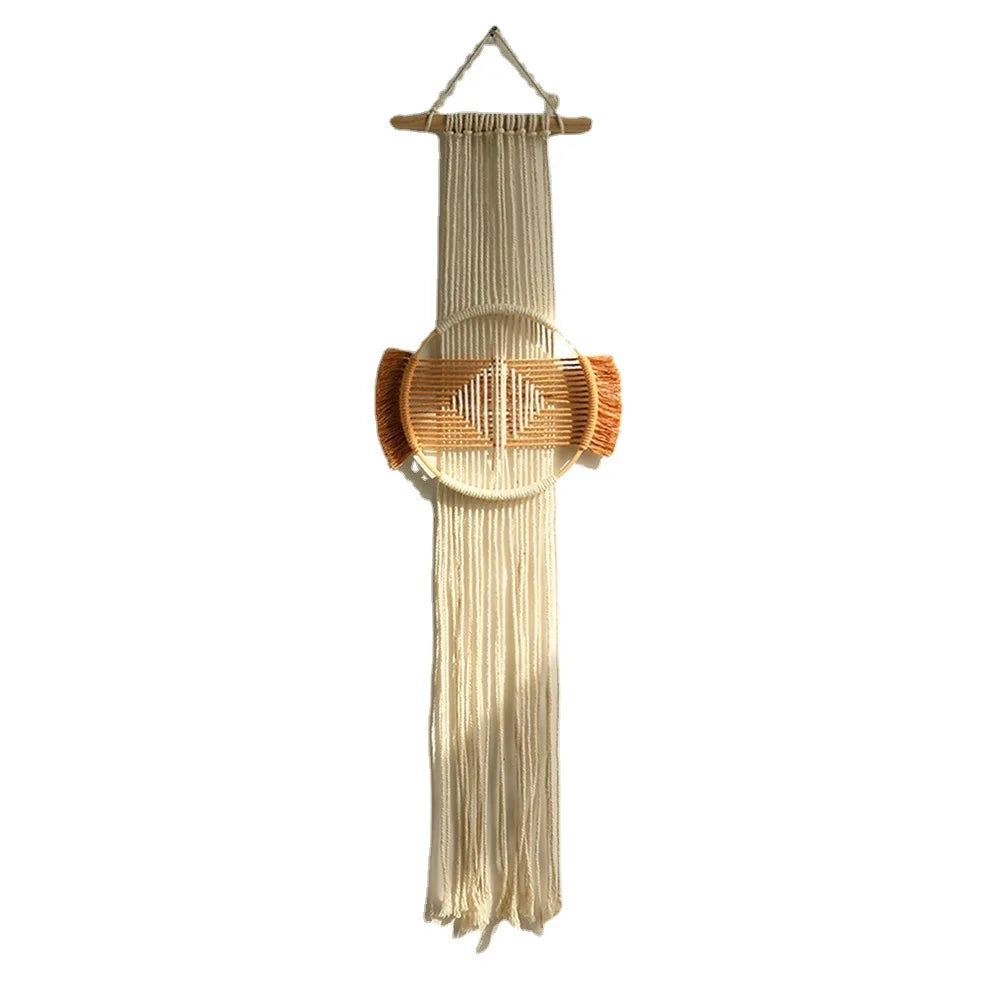 Macrame parede pendurado boho decoração de parede artesanal marrom redondo arte da parede para casa quarto apartamento dormitório decoração natal