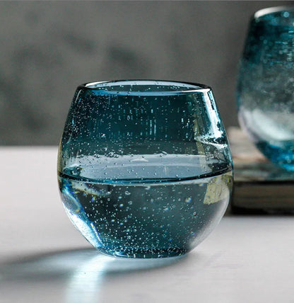 Copo de Cristal Florence Azul - Elegância Artesanal