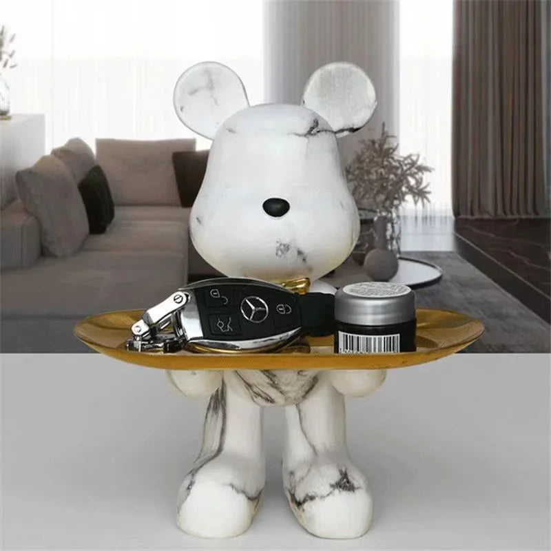Estatueta Decorativa de Urso Graffiti com Bandeja Luxuosa / Meu Luxo