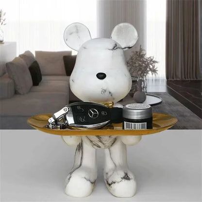 Estatueta Decorativa de Urso Graffiti com Bandeja Luxuosa / Meu Luxo