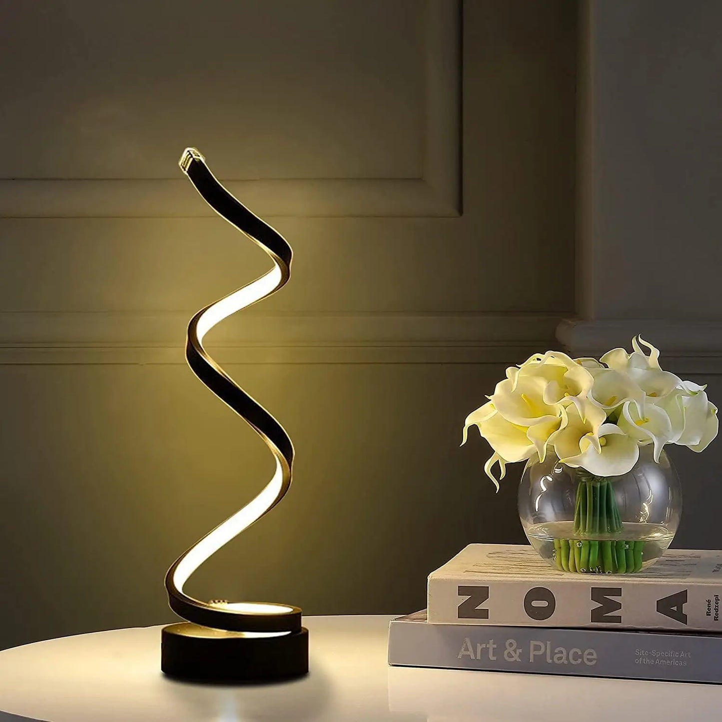 Abajur de Led Espiral Preto - Meu Luxo