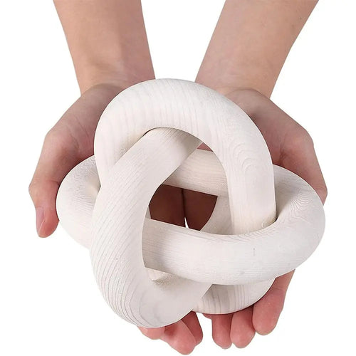 Mesa de café esculpida à mão, decoração rústica moderna Farmhouse Boho, decoração simples Chain Link, decoração de prateleira de pinho, simples 3-Link