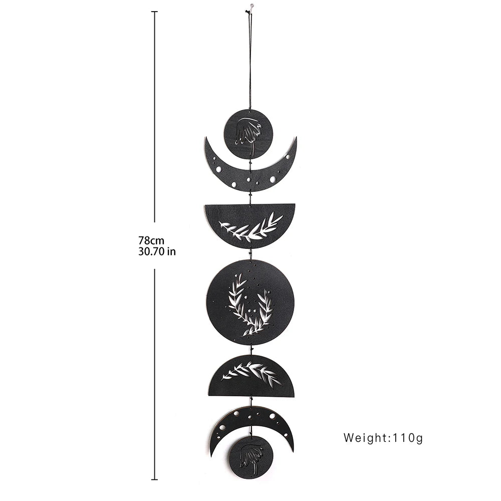 Parede de madeira pendurado fase da lua guirlanda decoração da parede pendurado ornamentos ramadan decoração boho casa para berçário ornamento presente