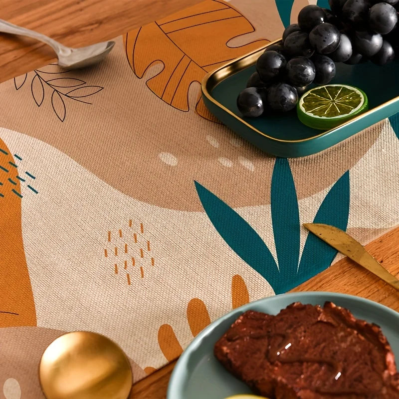 1pc corredor de mesa de planta simples, decoração de jantar de cozinha boêmia, corredor de mesa de linho, decorações de férias.