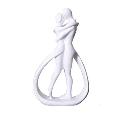 Estátua Abstrata Casal se Abraçando Branca  - Meu Luxo