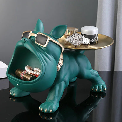 Estatueta Bulldog Luxuosa Verde / Meu Luxo