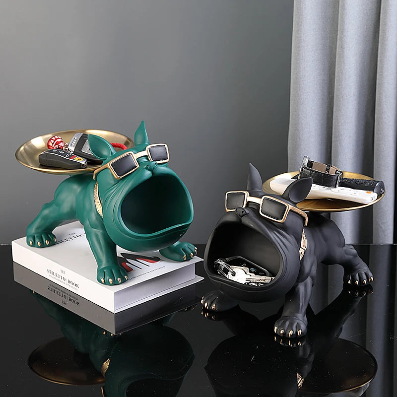 Estatueta Bulldog Luxuosa Preta / Meu Luxo