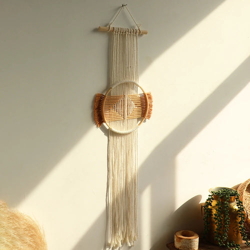 Macrame parede pendurado boho decoração de parede artesanal marrom redondo arte da parede para casa quarto apartamento dormitório decoração natal