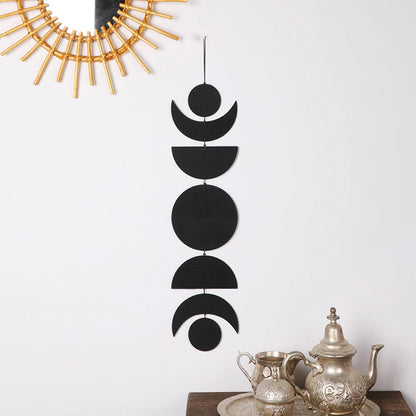 Parede de madeira pendurado fase da lua guirlanda decoração da parede pendurado ornamentos ramadan decoração boho casa para berçário ornamento presente