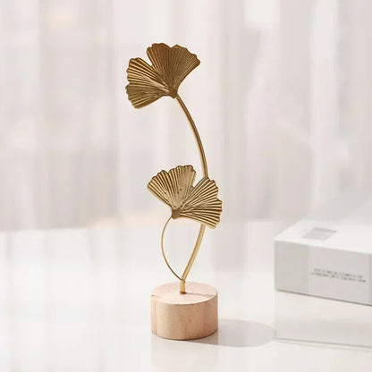 Escultura Metalizada Folhas