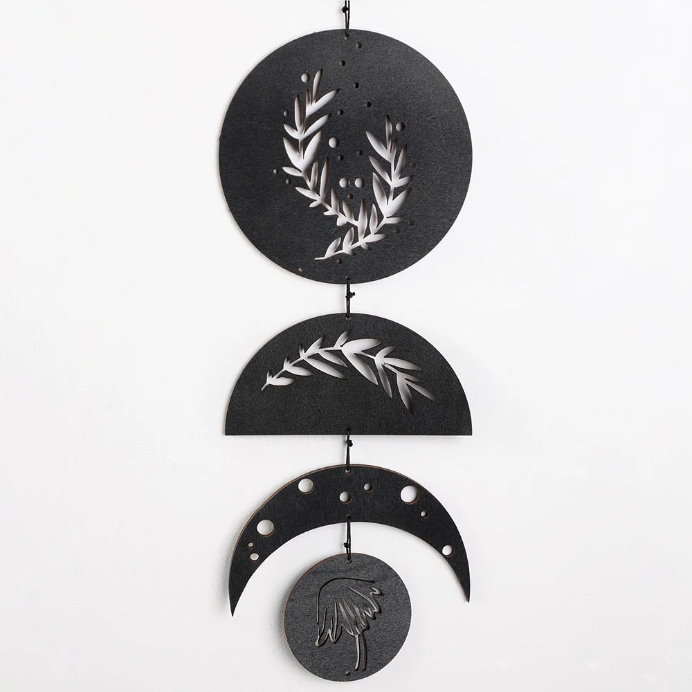 Parede de madeira pendurado fase da lua guirlanda decoração da parede pendurado ornamentos ramadan decoração boho casa para berçário ornamento presente