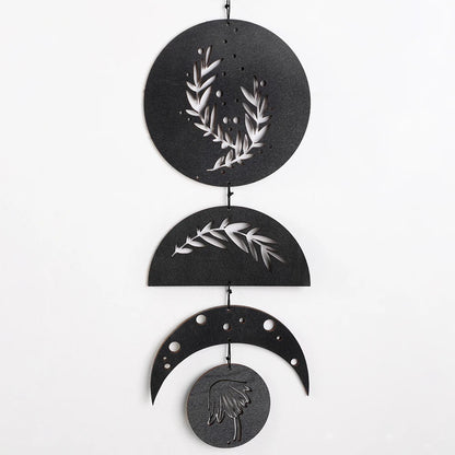 Parede de madeira pendurado fase da lua guirlanda decoração da parede pendurado ornamentos ramadan decoração boho casa para berçário ornamento presente