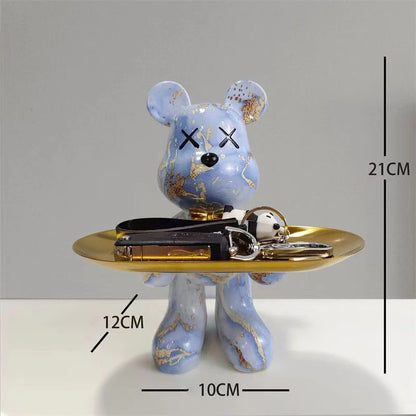Estatueta Decorativa de Urso Graffiti com Bandeja Luxuosa / Meu Luxo