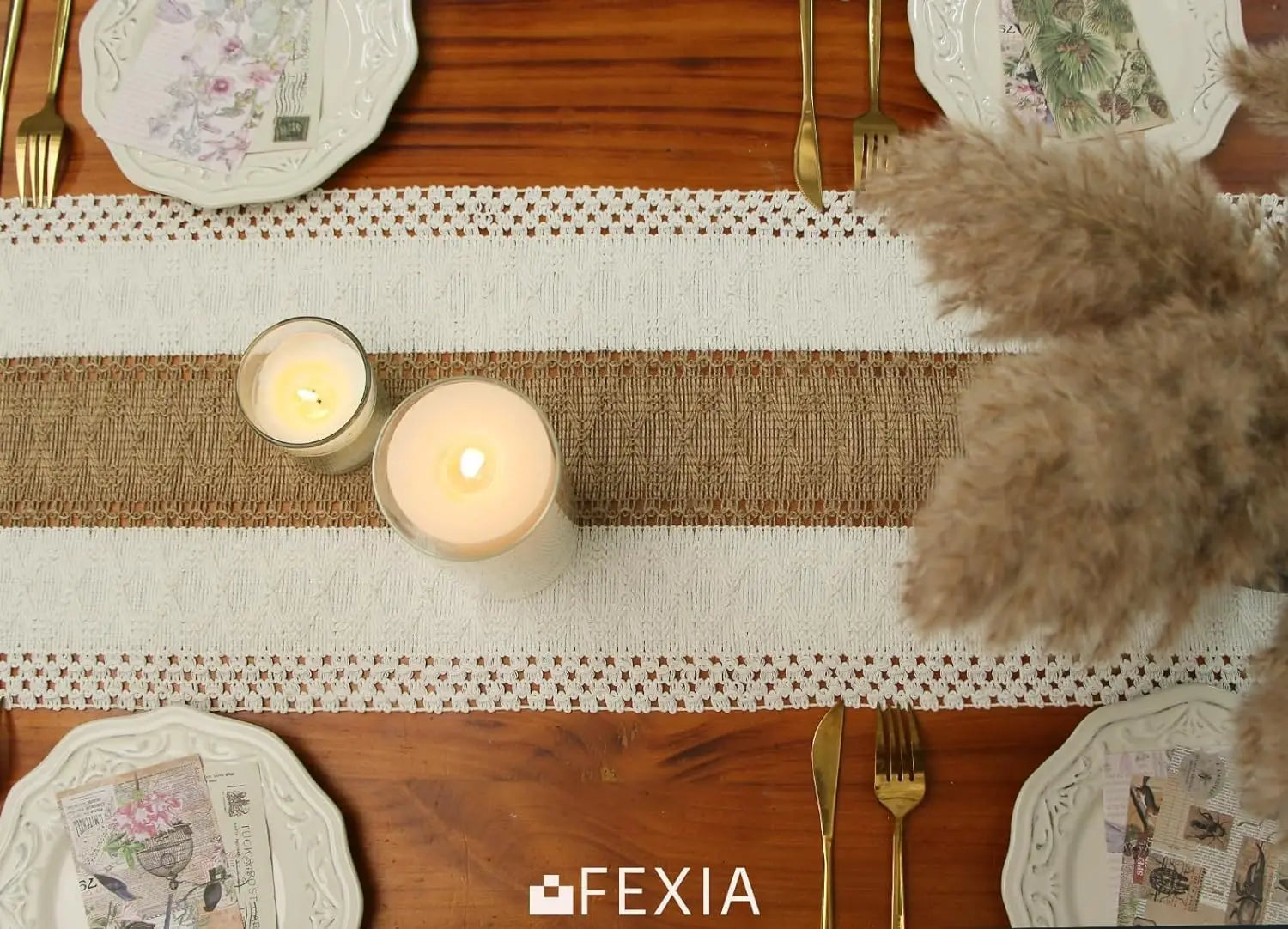 Corredor de mesa de serapilheira com borlas, 72 polegadas, corredor de mesa rústica Farmhouse, creme e marrom, decoração de verão