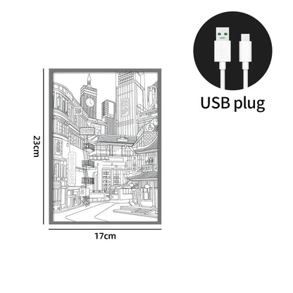 Quadro Cidade Noturna Luz de Led - meu Luxo