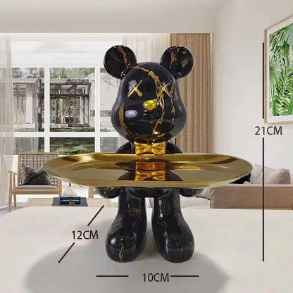 Estatueta Decorativa de Urso Graffiti com Bandeja Luxuosa / Meu Luxo