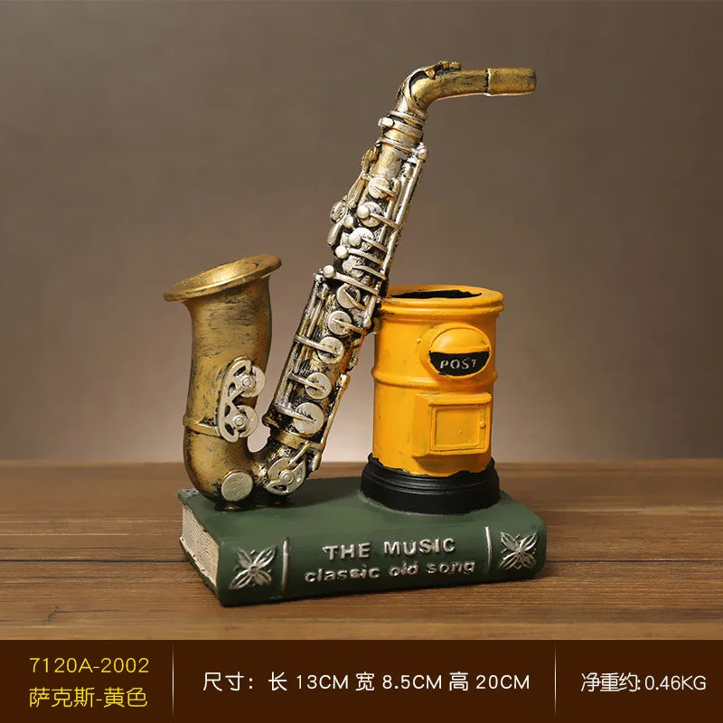 Decoração Retro de Resina Instrumentos Saxofone - Meu Luxo