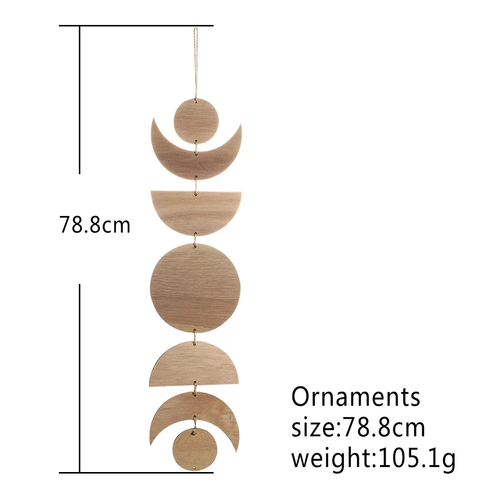 Parede de madeira pendurado fase da lua guirlanda decoração da parede pendurado ornamentos ramadan decoração boho casa para berçário ornamento presente