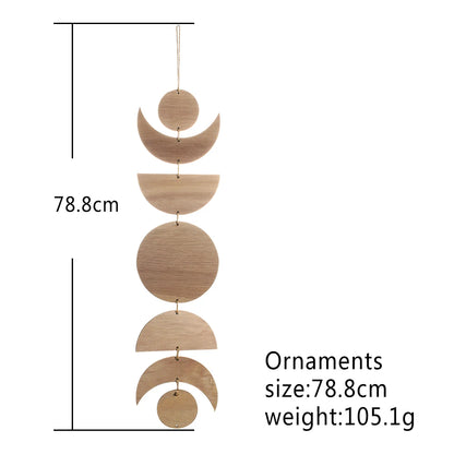 Parede de madeira pendurado fase da lua guirlanda decoração da parede pendurado ornamentos ramadan decoração boho casa para berçário ornamento presente