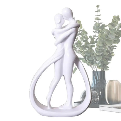 Estátua Abstrata Casal se Abraçando Branca  - Meu Luxo