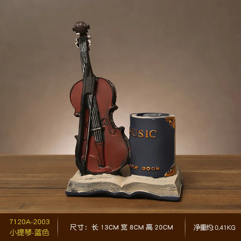 Decoração Retro de Resina Instrumentos Violino  - Meu Luxo