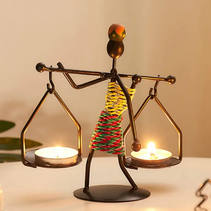 Handmade ferro castiçal, castiçal de metal vintage, artesanato criativo, suporte forjado em miniatura, decoração da sala de estar / Castiçal de Ferro Artesanal - Elegância Vintage / Meu Luxo