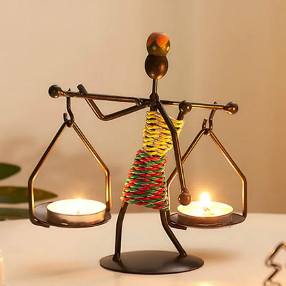 Handmade ferro castiçal, castiçal de metal vintage, artesanato criativo, suporte forjado em miniatura, decoração da sala de estar / Castiçal de Ferro Artesanal - Elegância Vintage / Meu Luxo