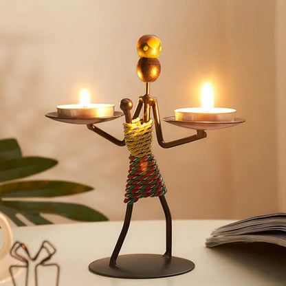 Handmade ferro castiçal, castiçal de metal vintage, artesanato criativo, suporte forjado em miniatura, decoração da sala de estar / Castiçal de Ferro Artesanal - Elegância Vintage / Meu Luxo