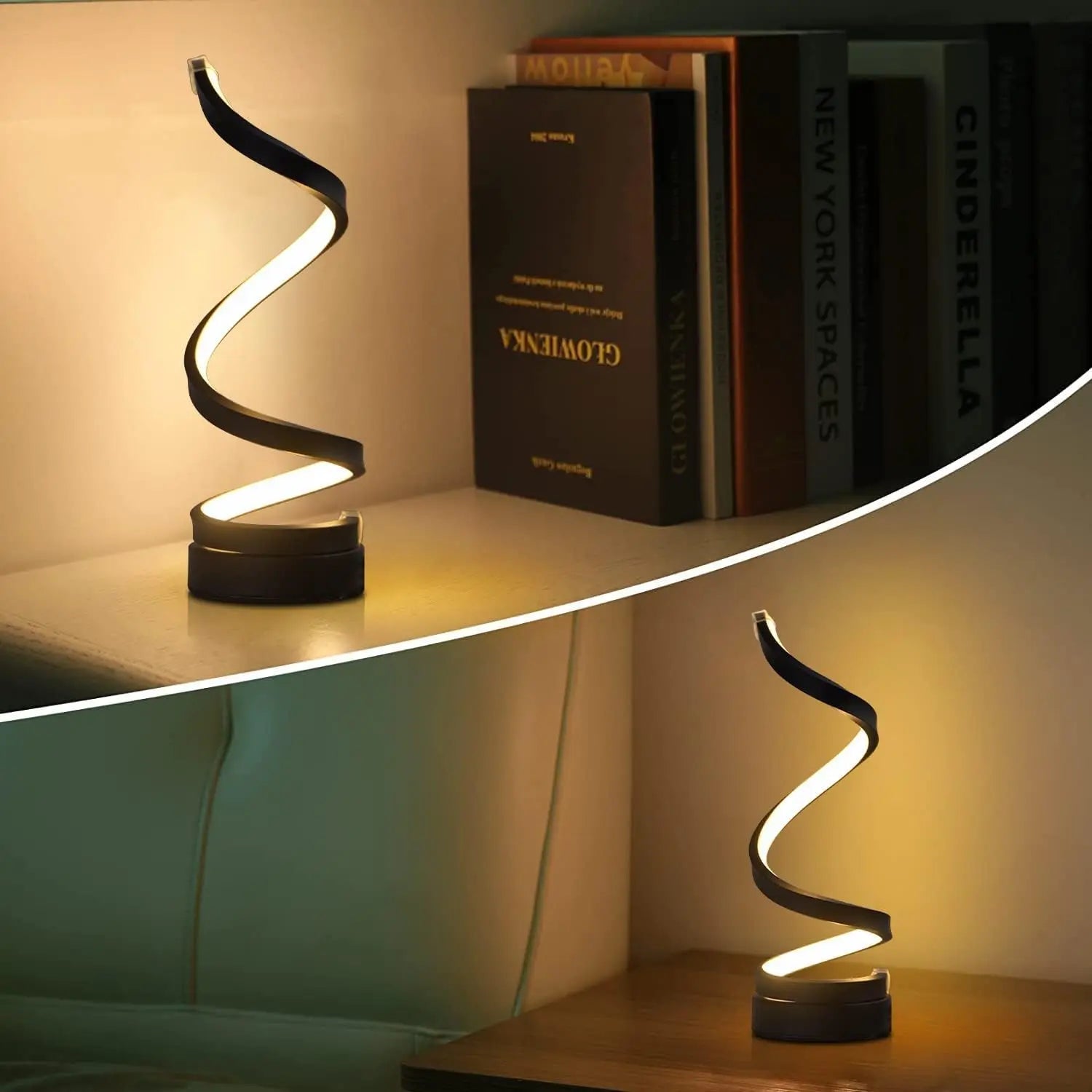 Abajur de Led Espiral Preto - Meu Luxo