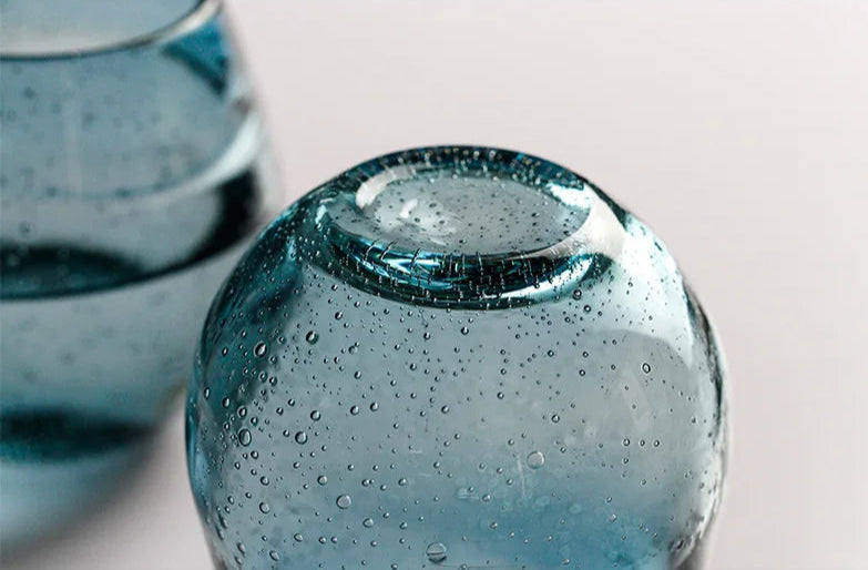 Copo de Cristal Florence Azul - Elegância Artesanal